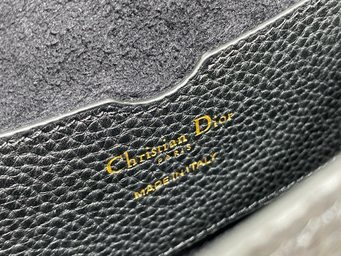 CD Medium Bobby Bag Black Calfskin Ghw
