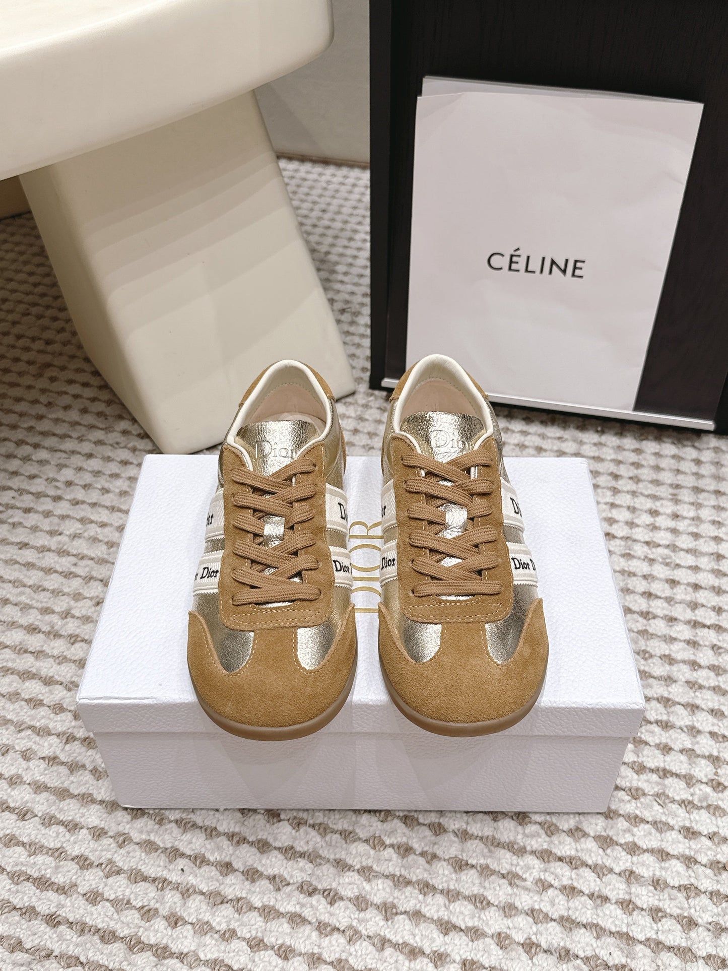 CD Ribbon Sneaker Brown Sliver Suede Leather 930295
