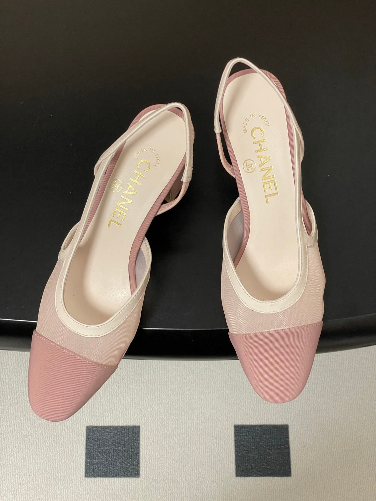 CC 26s Slingback 65 Light Pink Mesh Fabric Sheepskin 649443