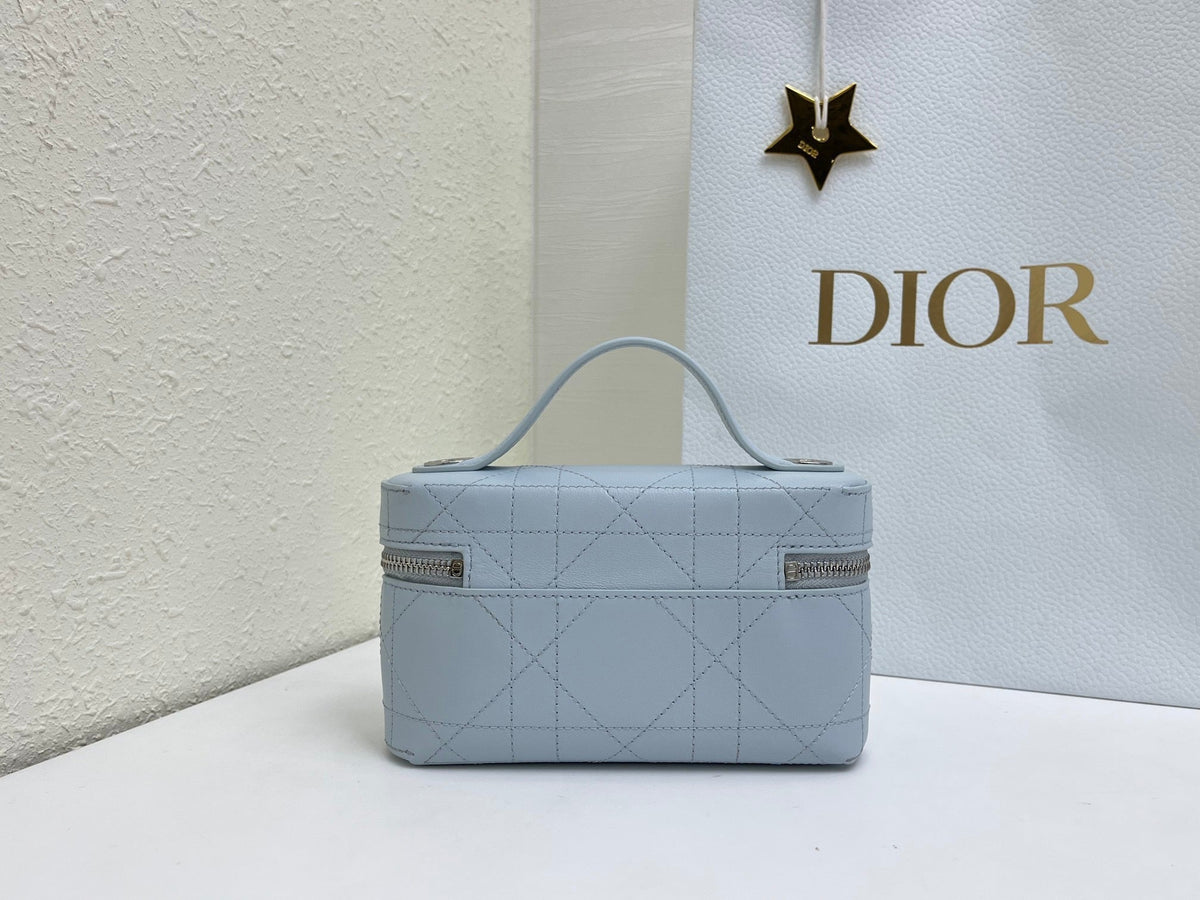 CD Cannage Vanity Chain Bag 19cm Stale Blue Cowhide 158121