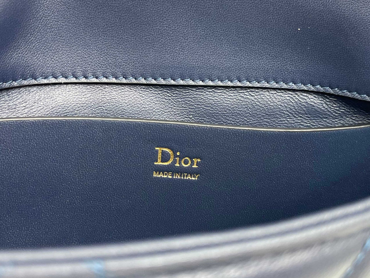 CD My Tender Top Handle Mini Bag 21cm Navy Macrocannage Leather 159474