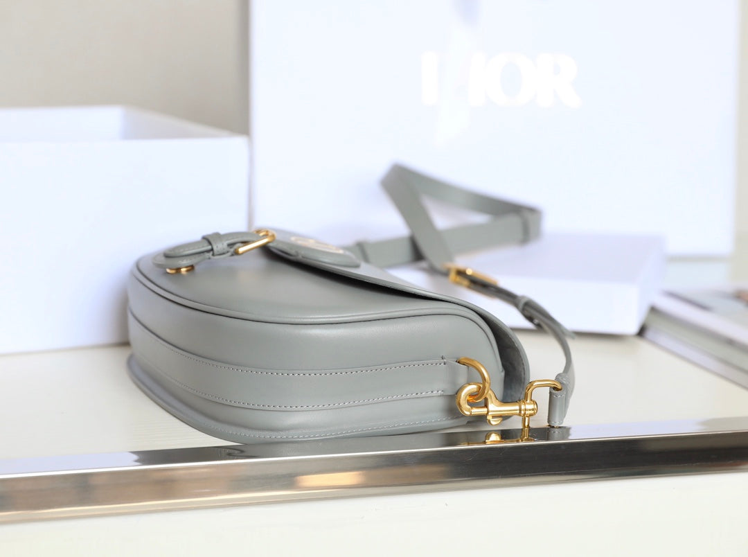 MEDIUM CD BOBBY 22CM DARK GREY CALFSKIN GOLD HARDWARE