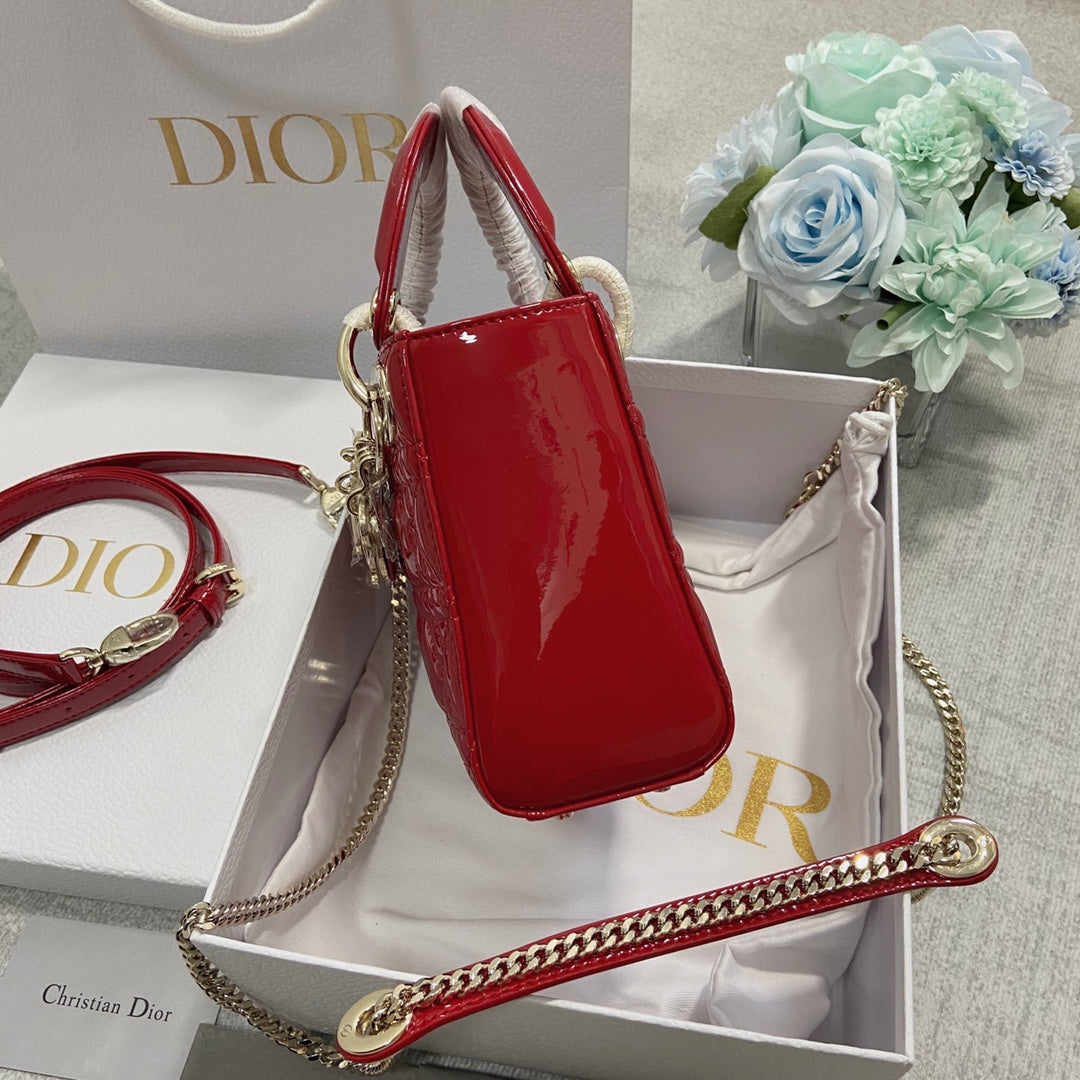mini lady 17 red patent calfskin
