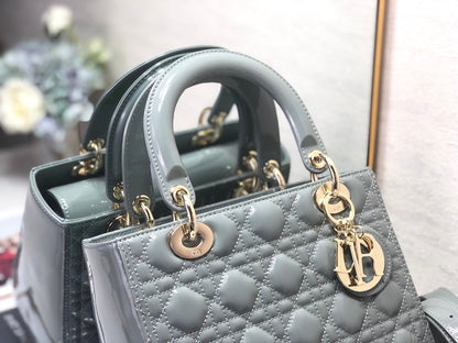 medium lady 24 grey patent calfskin