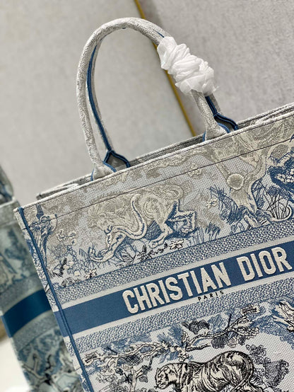 Large CD Book Tote 42cm Gradient Blue Tiger