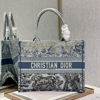 Medium CD Book Tote 36cm Gradient Blue Tiger