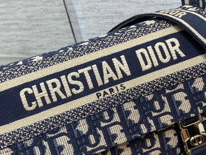 CD Small Diorcamp Bag 23 Blue Oblique Embroidery Denim