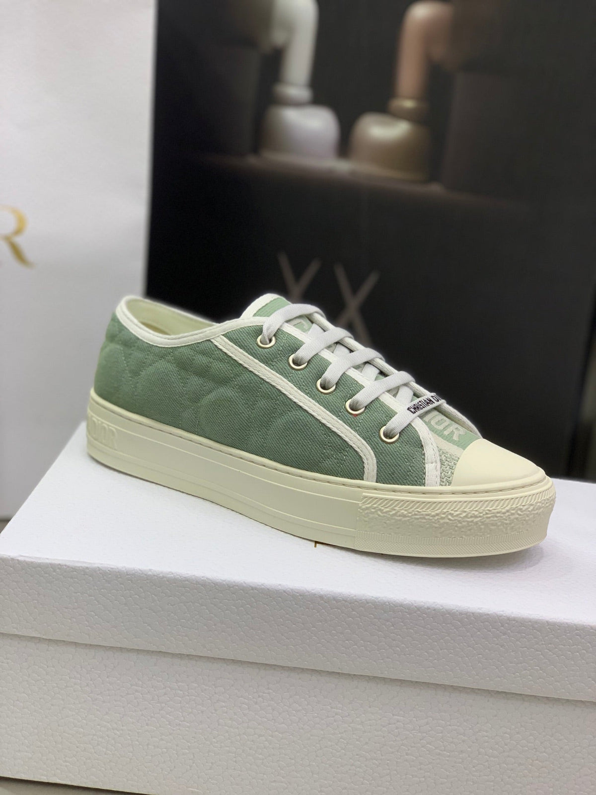 CD 26s Walk'n'Dior Sneaker Pale Green Cream Cotton 966656