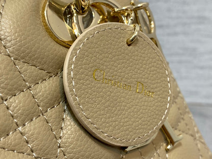medium lady 24 ecru calfskin ghw