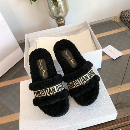 CD Dway Slide Black Wool Fleece Lining And Canvas Fabric
