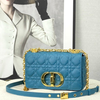 SMALL CARO BAG 20 OCEAN BLUE CALFSKIN