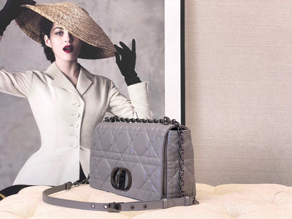 LARGE CARO BAG 28 OPALINE PURPLE CALFSKIN BLACK HARDWARE