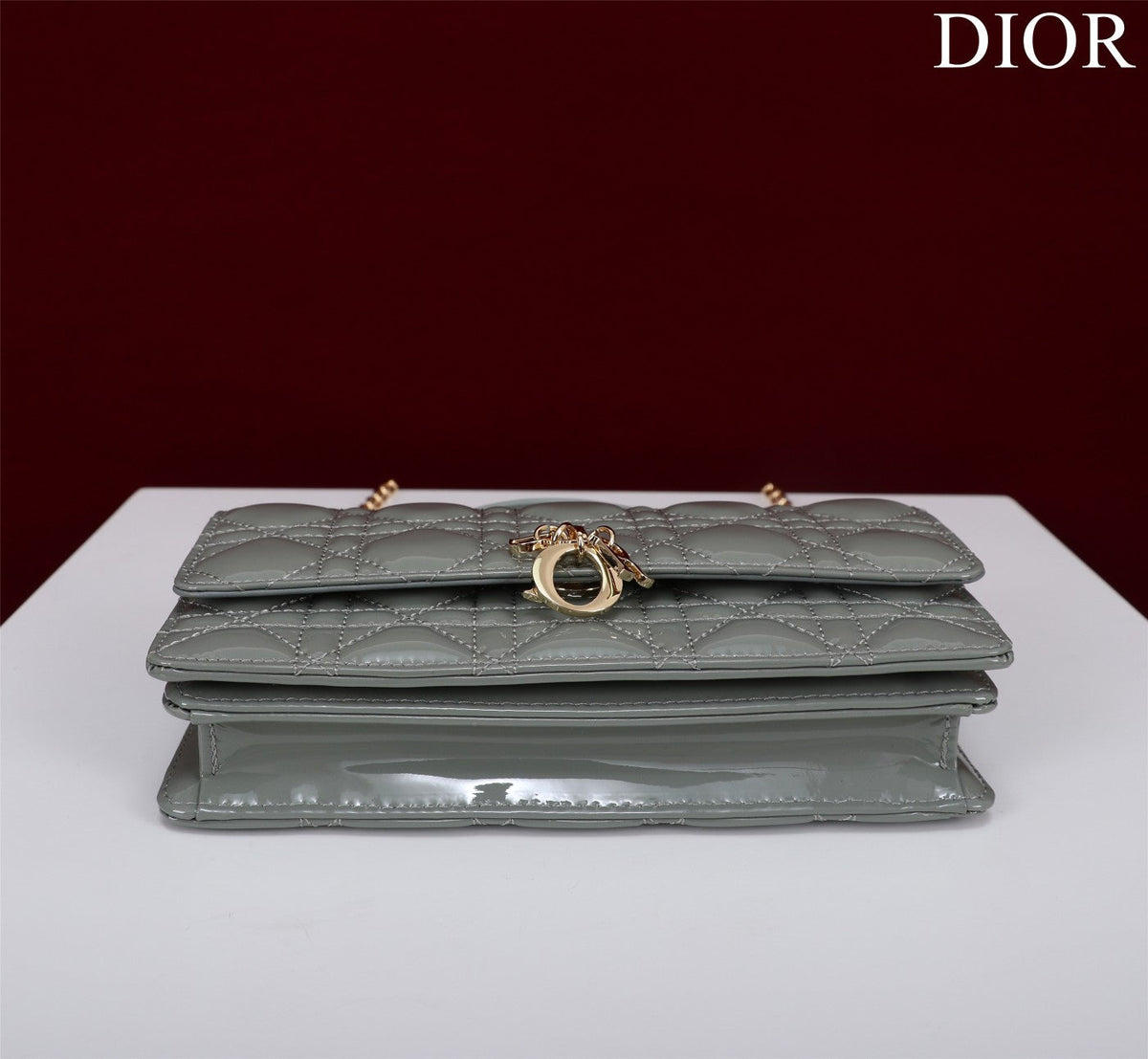 my cd mini 21 rock gray petent calfskin