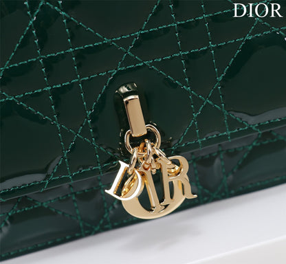 my cd mini 21 dark green patent calfskin