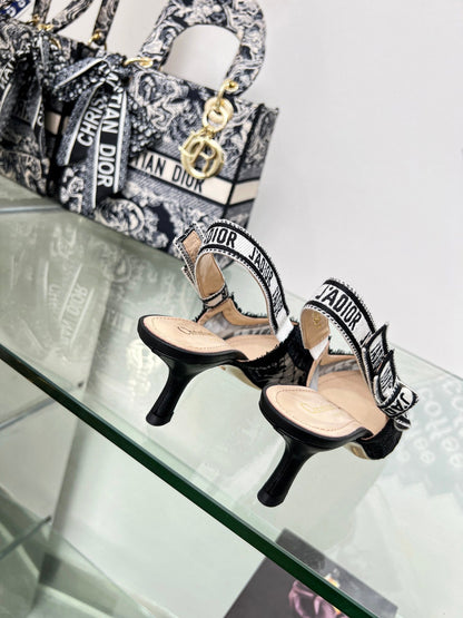 cd slingback pump 65 transparent mesh embroidered black flower moitf