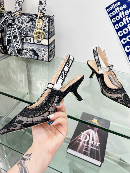cd slingback pump 65 transparent mesh embroidered black flower moitf