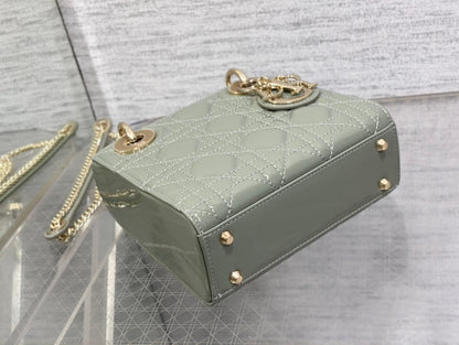 mini lady 17 rock gray patent calfskin