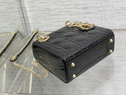mini lady 17 black patent calfskin