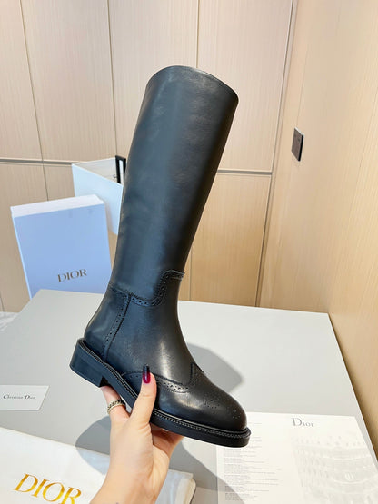 CD High Boots Black Calfskin