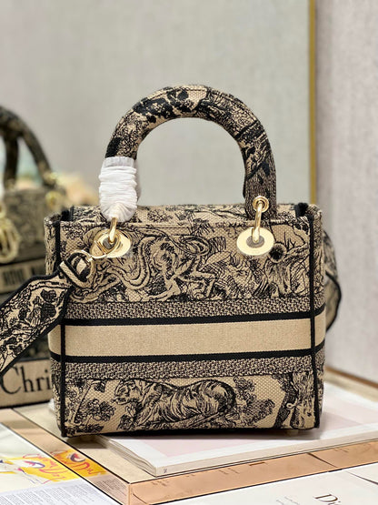 CD Apricot Tiger 24 Lady Dior Bag Canvas 336718
