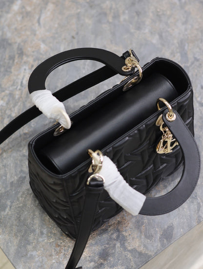 Lady Bag 20cm Black Graphic Lambskin