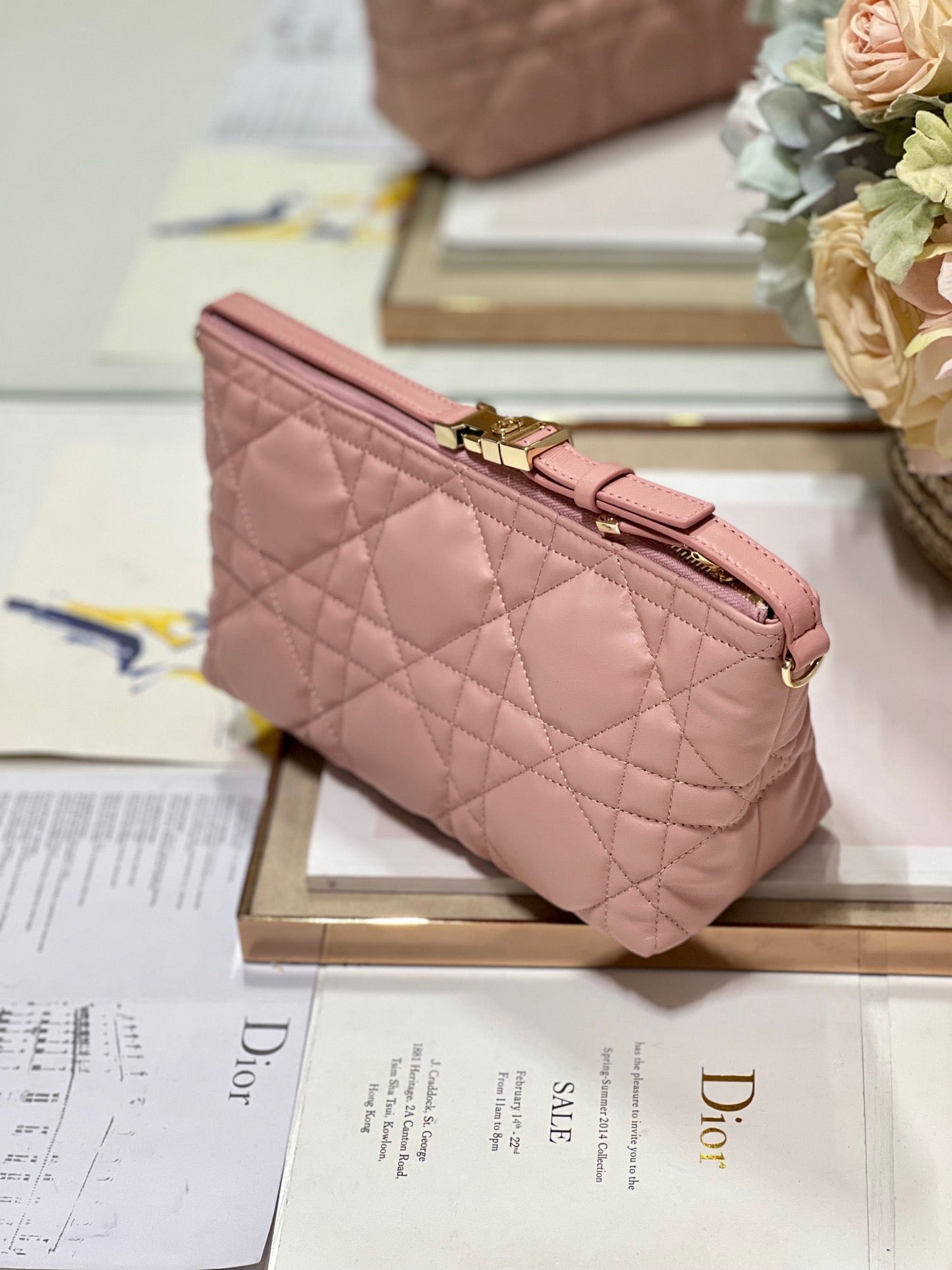 CD Medium Travel Nomad Clutch "Pink" Calfskin 336806