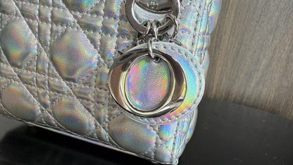 CD MINI LADY 12 SILVER PATENT LAMBSKIN