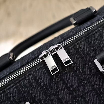 Weekender 40 Dior Oblique Jacquard Black Grained Calfskin Frabic