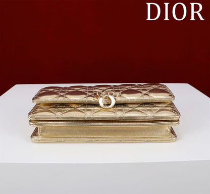 CD 25 Bag Gold Metalic Lambskin