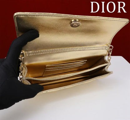CD 25 Bag Gold Metalic Lambskin