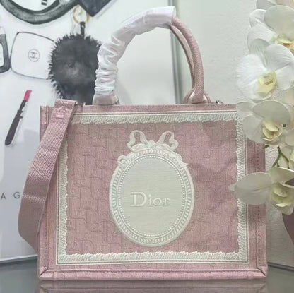 Dioramour Medium Dior Book Tote 36cm with Strap Pink Canvas