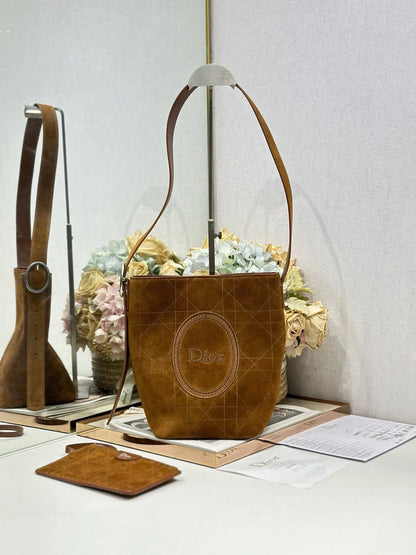 Dior 2026 Medaillon Bucket Bag Suede and Leather 159057