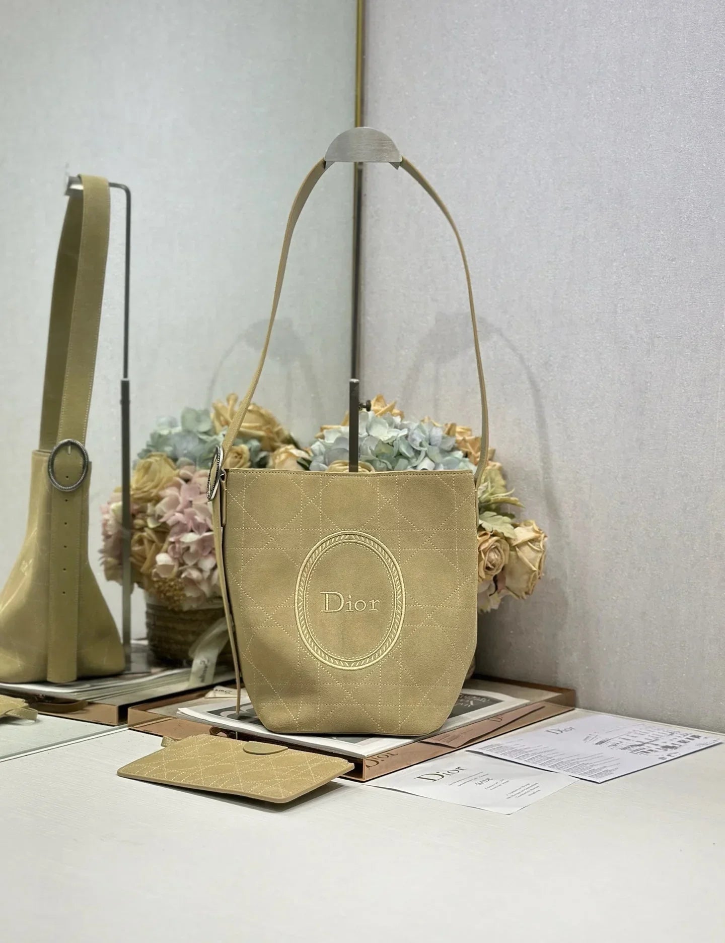 Dior 2026 Medaillon Bucket Bag Suede and Leather 159057