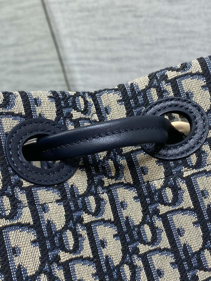 Dior 2026 Medium Shopping Bag 37cm Blue Beige Canvas Leather 284285
