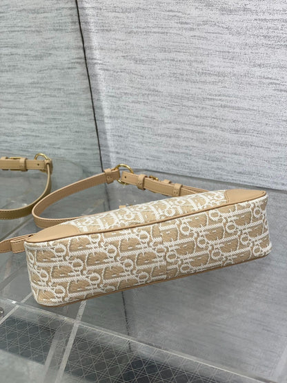 Dior 2026 Cigale Bag 26cm Beige Raffia-effect Check Fabric 272905
