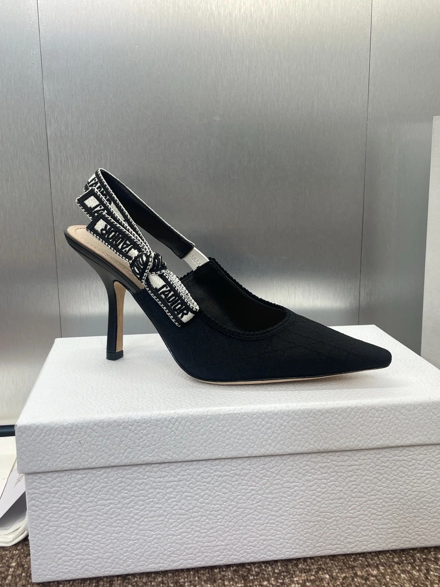CD J'Adior Slingback Pump Black Fabric Sheepskin 330329