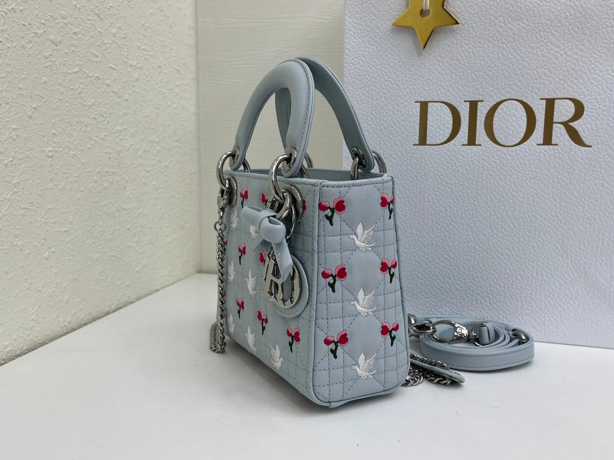Dior 2026 Bird Rose Design Lady Dior Bag Lambskin