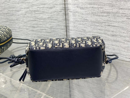 Dior 2026 Montaigne Pouch 20cm Blue Beige Canvas Leather 284147