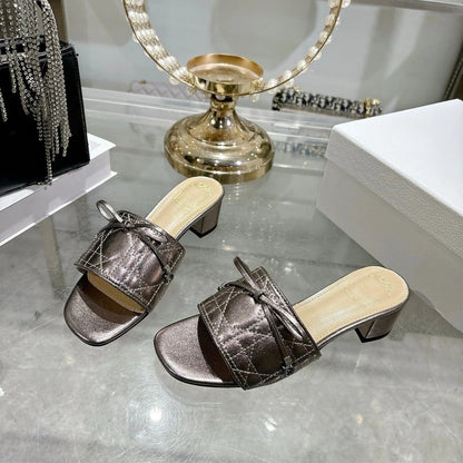CD 26s Slippers Metallic Brown Beige Calfskin 679866