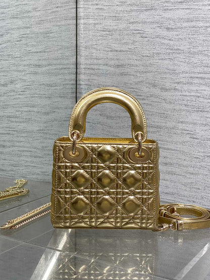 Dior 2026 Mini Lady Dior Bag Gold Lambskin 270893