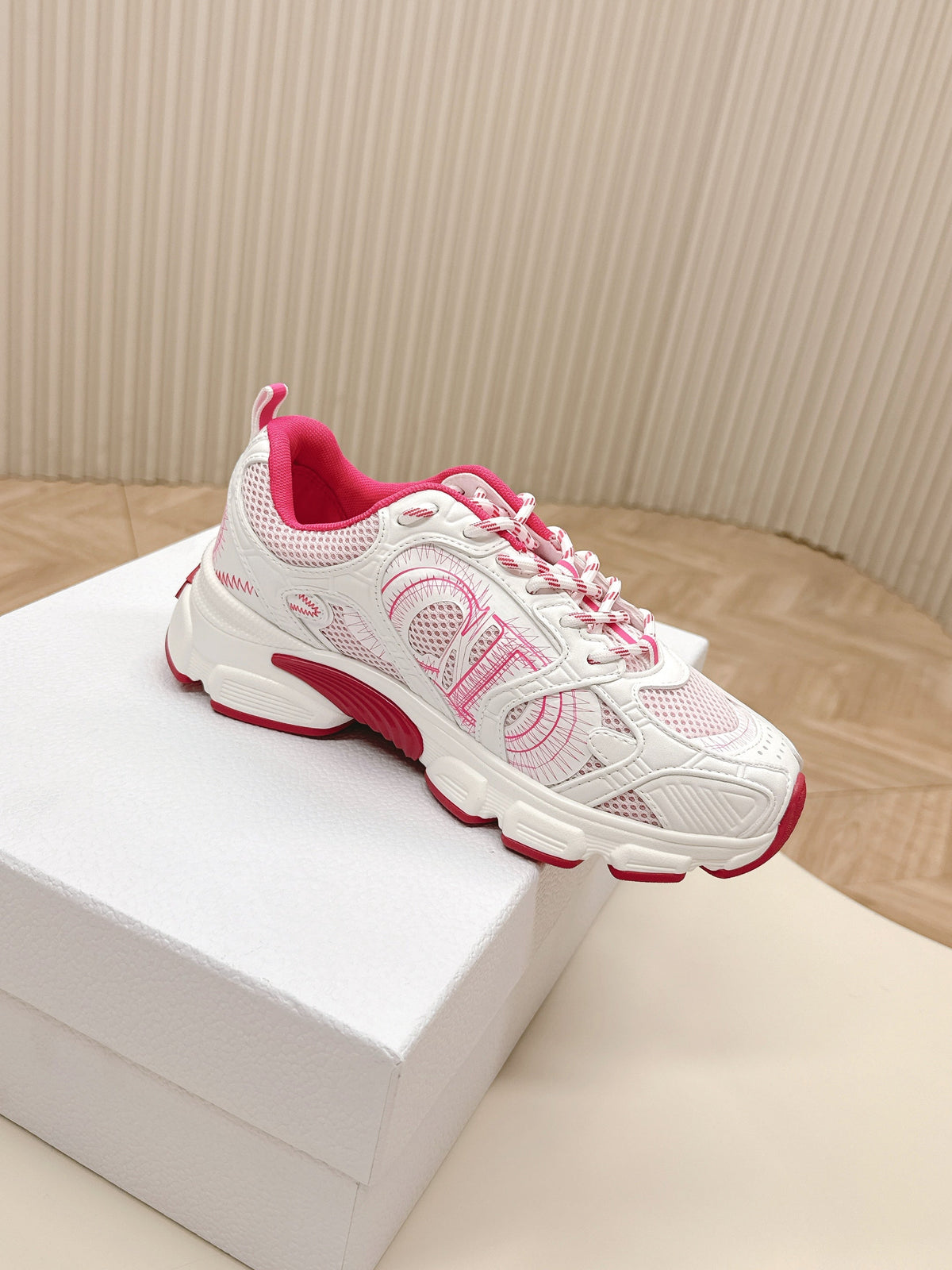 CD 26s Chrono Sneakers White Pink Cowhide Mesh 643755
