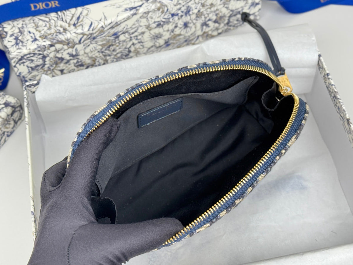 CD Oblique Beauty Case 24cm Blue Jacquard
