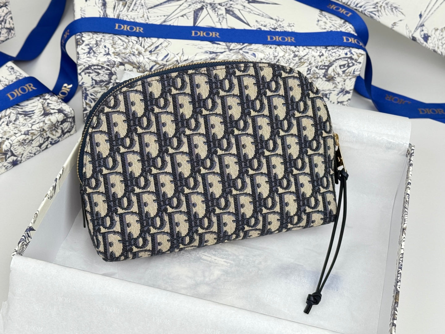 CD Oblique Beauty Case 24cm Blue Jacquard