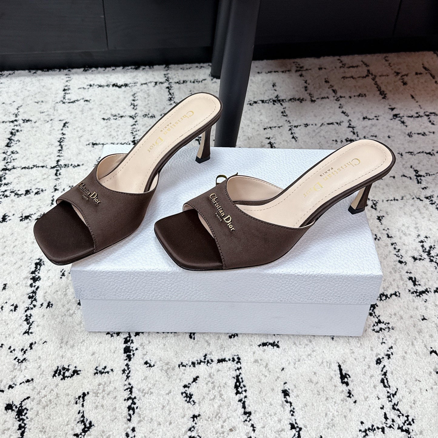 CD Square-Toed Sandal Brown Satin 617520