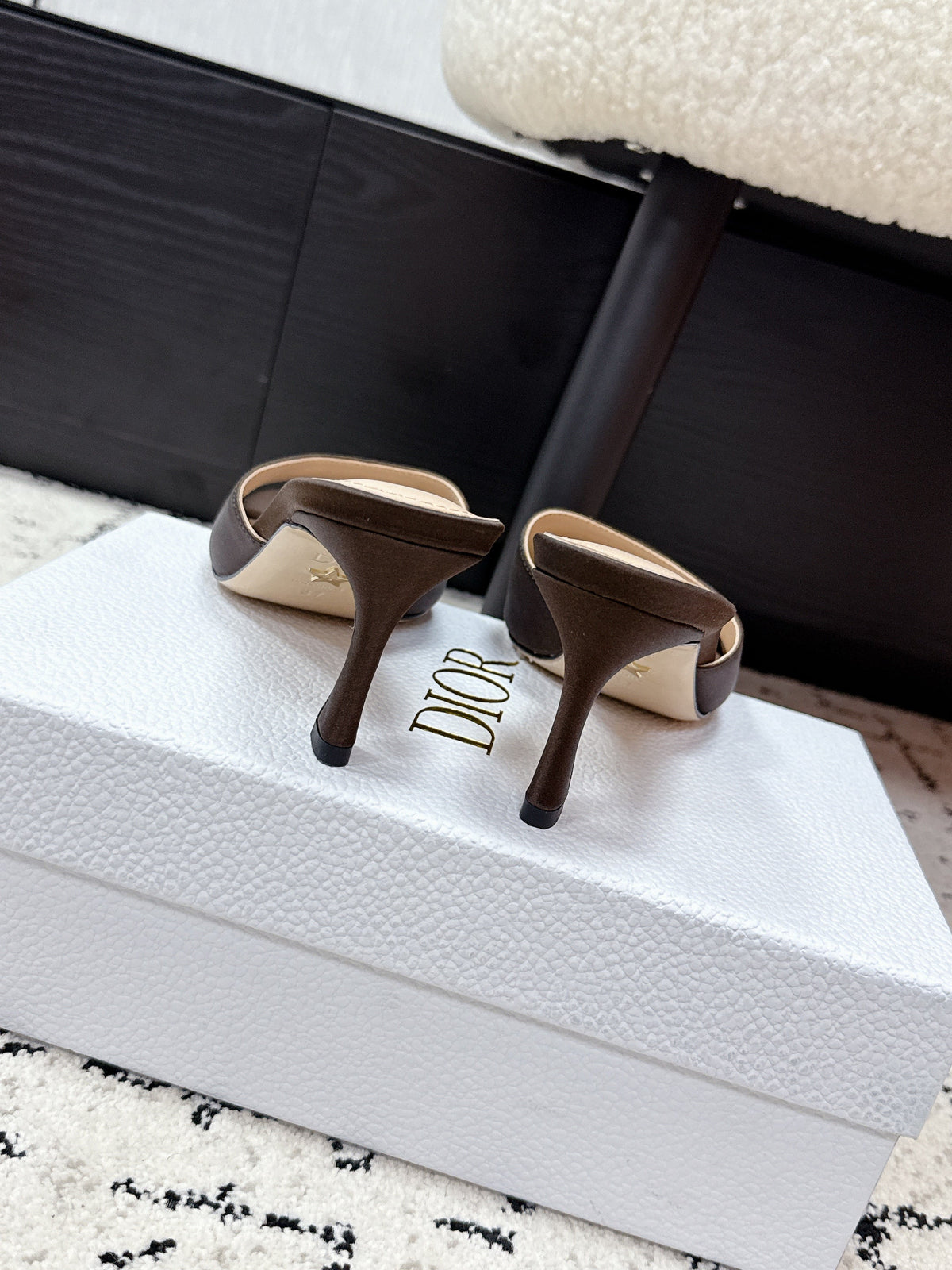 CD Square-Toed Sandal Brown Satin 617520