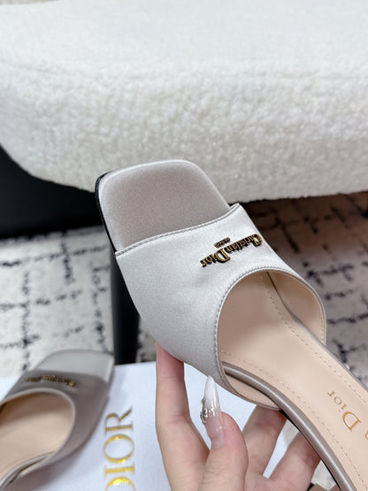 CD Square-Toed Sandal Grey Satin 617521