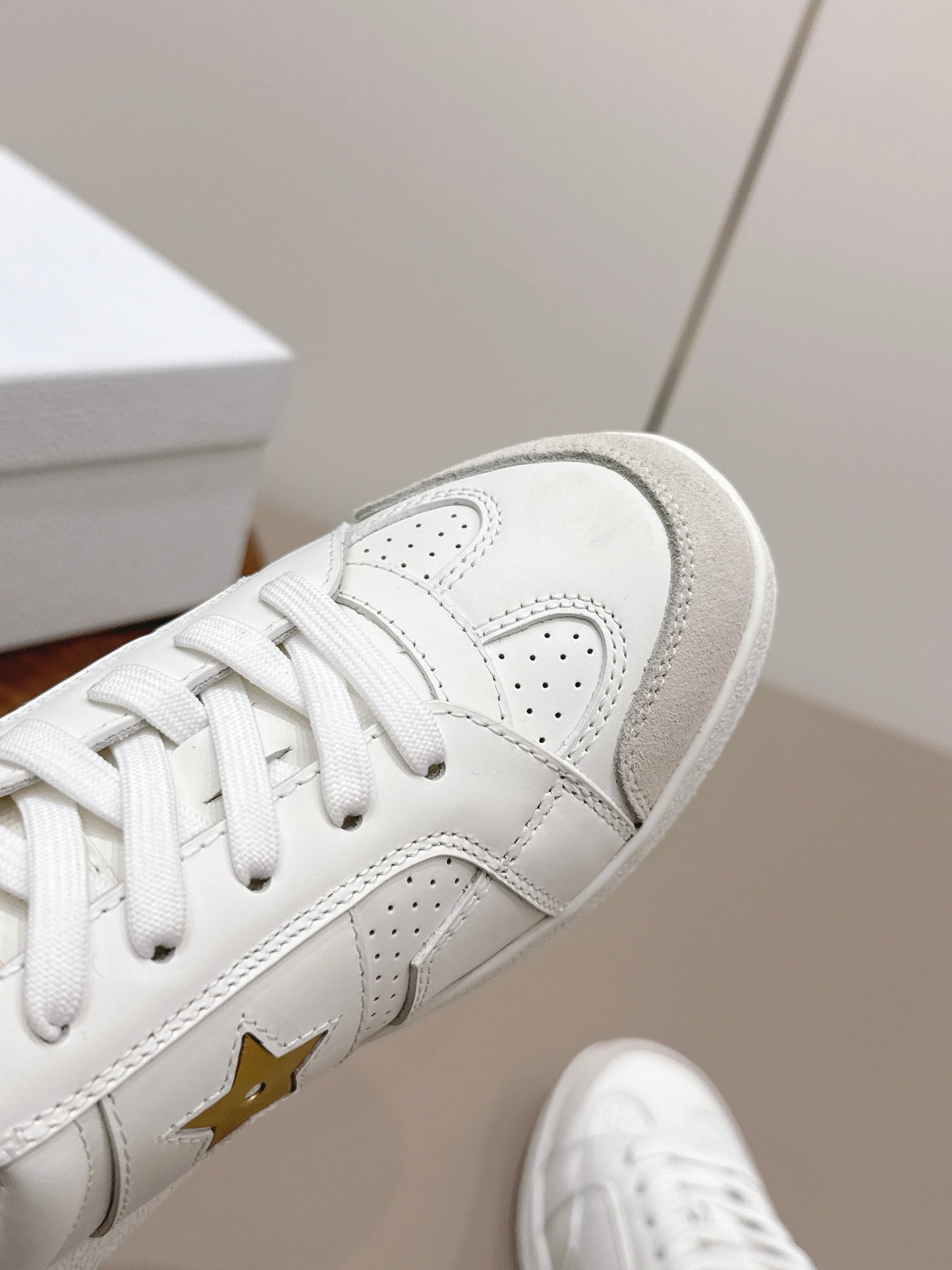 CD Dior Gold Star Mule White Suede Leather 739313