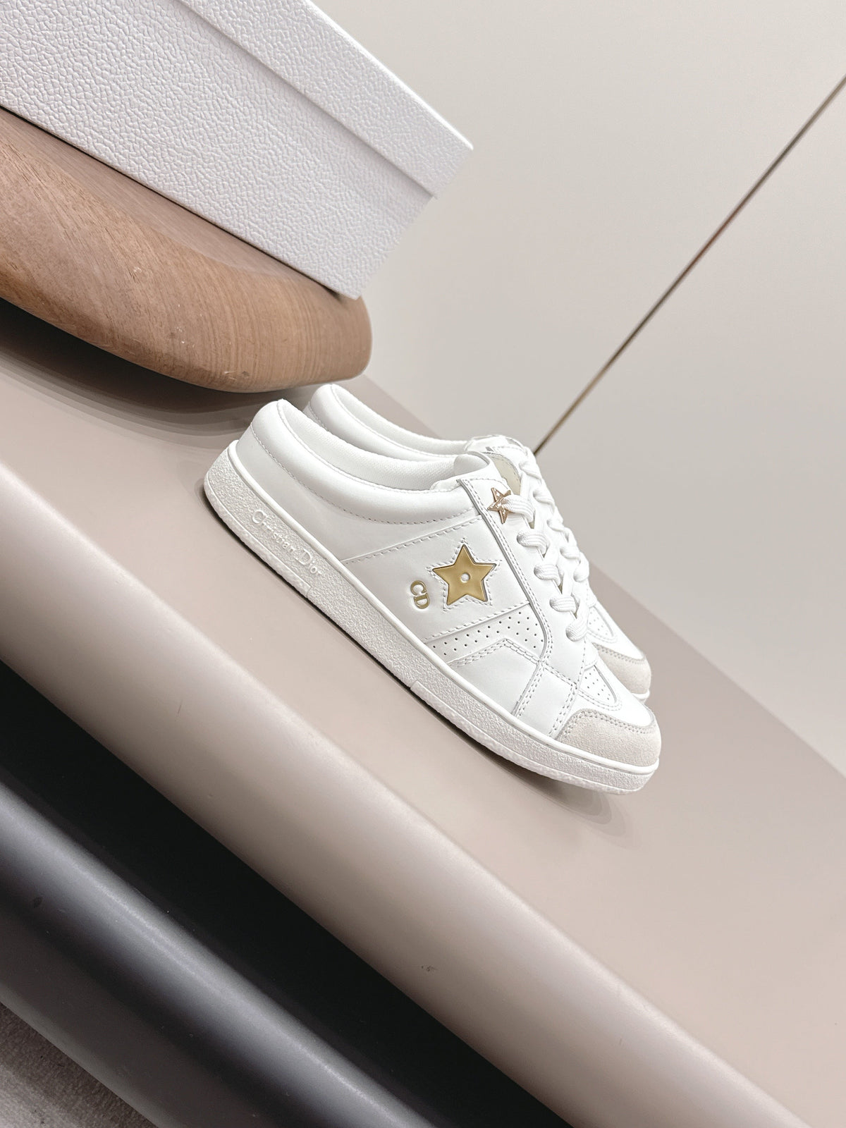 CD Dior Gold Star Mule White Suede Leather 739313