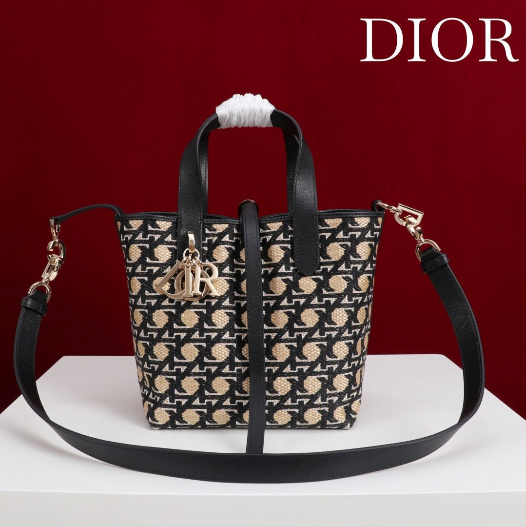 CD Toujours Vertical Small Bag 19Diamond Black Beige Leather
