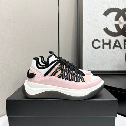 CC 26s Casual Sneakers Light Pink Black Fabric Cowhide 626374